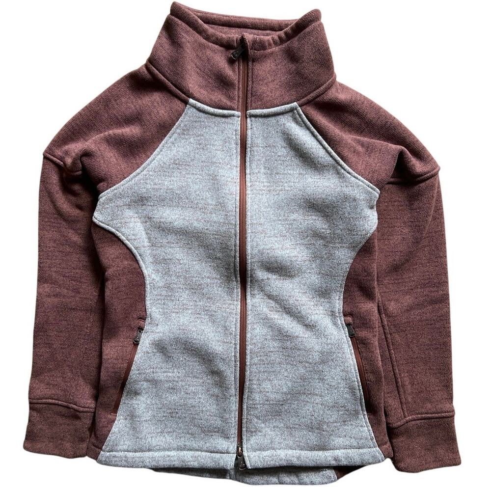PRANA Tri Thermal Threads Jacket Women Small Red/Gray Full Zip Polartec Fleece